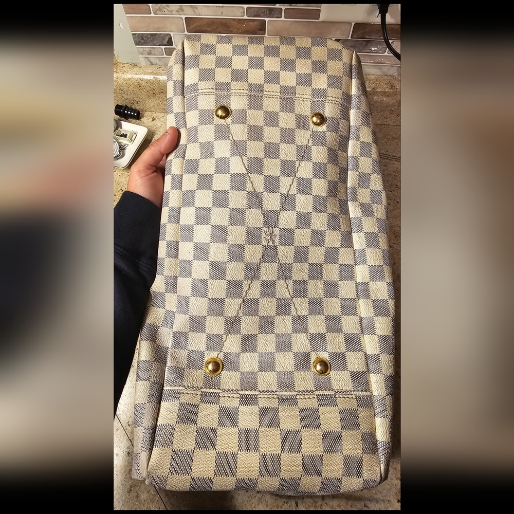 Louis Vuitton Damier Azur Canvas Tote with Tan Leather Handles - Picture 10 of 16